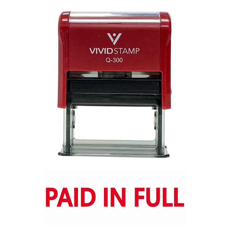 Vivid Stamp Basic Paid in Full Self Inking Rubber Stamp (Red Ink) - Large - Image 2